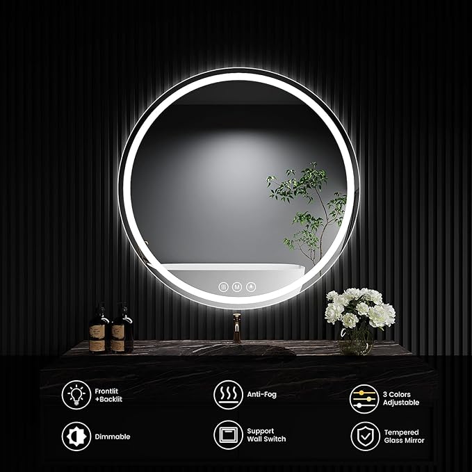 LED Bathroom Mirror 26 Inch Round Bathroom Mirror - Image 6