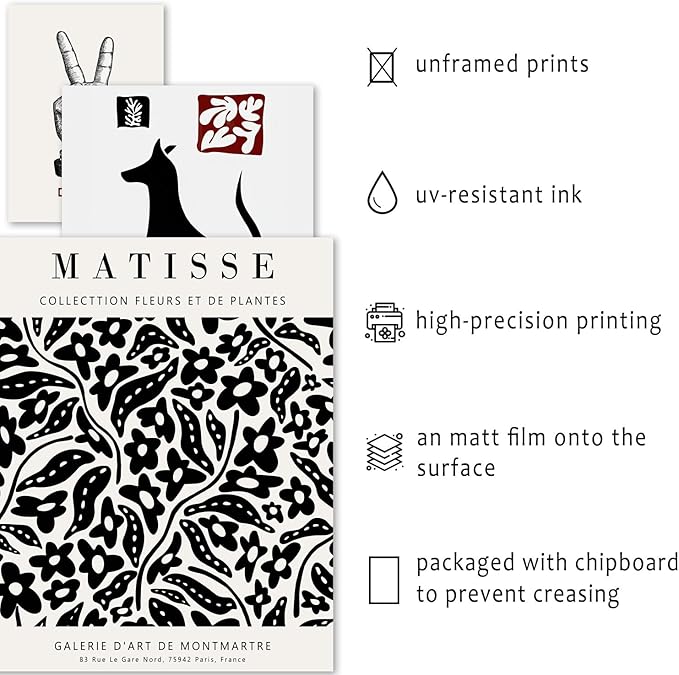 ANERZA 16 PCS Black and White Wall Art Decor, Matisse Abstract Gallery Wall - Image 3