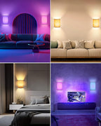FINCMY Battery Operated Wall Sconces Set of Two, 18 RGB Colors Stick on Wall - Image 6