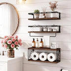 Fixwal Wall Mounted Bathroom Shelves Over Toilet, Rustic Wood Floating Shelves - Image 2