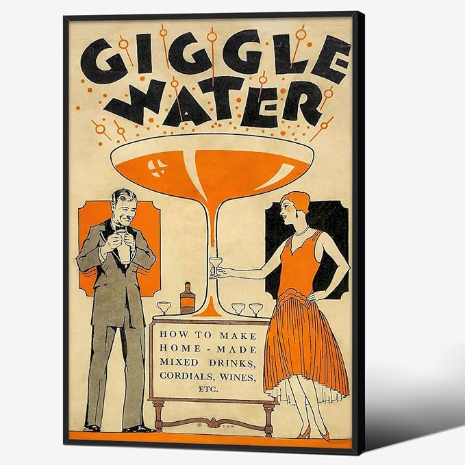 Funny Cocktail Wall Art Vintage Trendy Bar Cart Decor Martini Wine Alcohol by Unknown
