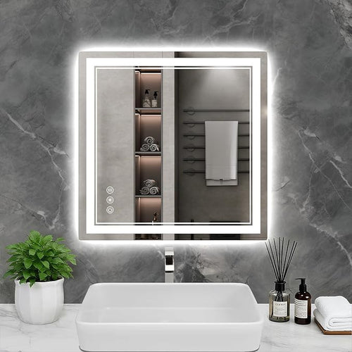32x32 Inch LED Bathroom Mirror by Wedhouc