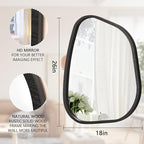 Irregular Bathroom Mirror Modern Oval Wall Mirror Asymmetrical Wooden Framed - Image 7