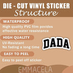 (3PCS) Dada Sticker - Waterproof Vinyl Decals for Laptops, Tumblers, Books, Scrapbooks, Water Bottles, Father's Day Gift for Dad, Papa 3 x 1.4 Inch