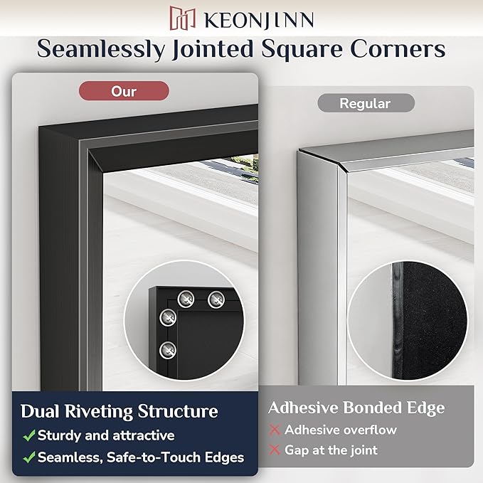Keonjinn 40 x 24 Inch Black Bathroom Mirrors - Image 4
