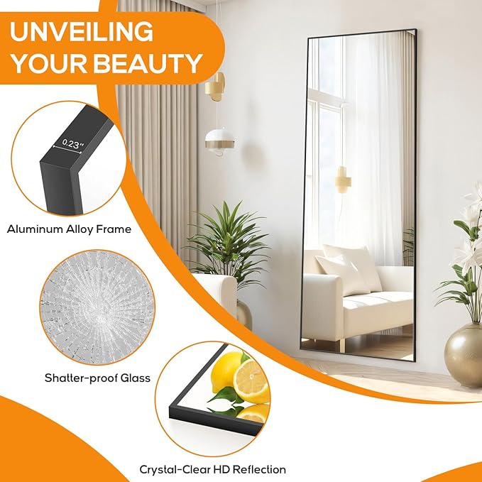 Mirror Full Length, Upgraded 21"x64" Body Wall Mirrors - Image 5