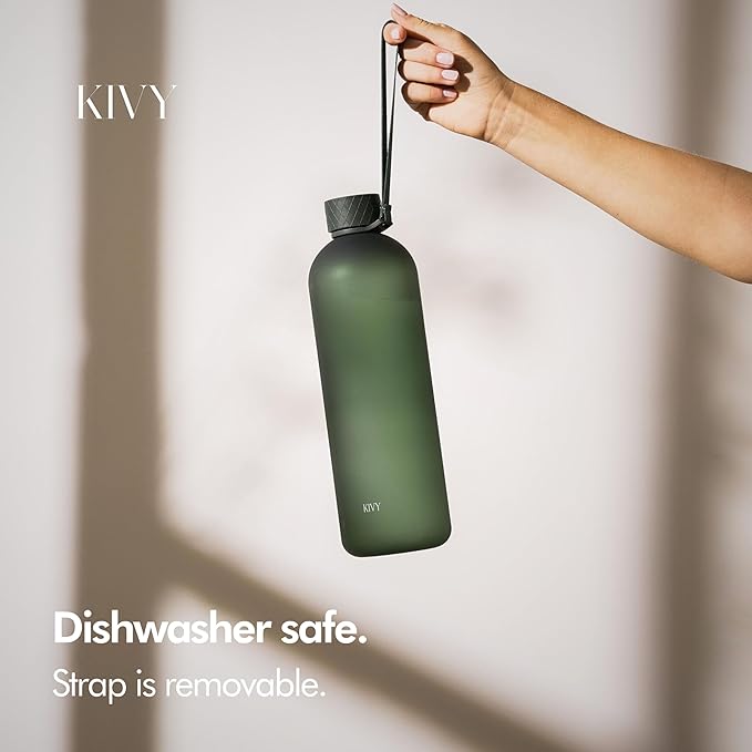 KIVY Large Water Bottle 50oz [Lightweight & Shatterproof] Fits Backpack & Cupholder for Travel, Sports, School - Extra large water bottle no straw - 1.5 Liter water bottles - 50oz Water bottle Taupe