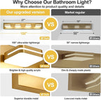 360° Rotate LED Bathroom Vanity Light Fixtures, 1600LM Acrylic Gold Vanity - Image 2