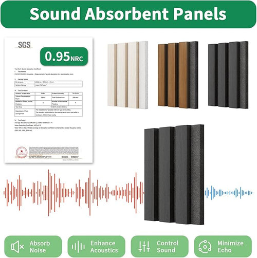 3 Pack Sample Set 3D Acoustic Slat Panels, 4.72" x 5.9" Sound Absorbing Wood - Image 2