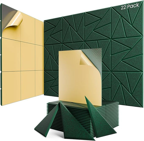 22 Pack Acoustic Panels with Self-Adhesive, Sound Panels High Density, by ROOME