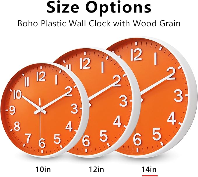 HZDHCLH Wall Clocks Battery Operated, Wall Clock Orange, 14 inch Wall Clock - Image 5