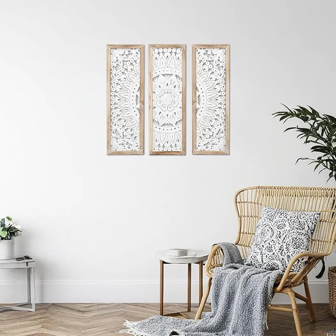 SwallowLiving 3D Layered Mandala Wood Wall Art Set of 3 – 23.6" Large Sacred - Image 6