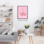 jkahh Funky Pink Cherry Poster Retro Disco Ball Canvas Wall Art Trendy Preppy - Image 4