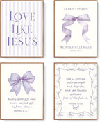 LARTSFRO Coquette Purple Bow Jesus Wall Art Decor Posters, Inspirational Bible by Unknown