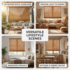 Bamboo Roman Shades for Windows 27 inch 30 inch 34 inch 46 inch Cordless Bamboo - Image 3