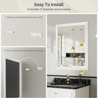 36x32 Inch White Bathroom Mirror - Image 7