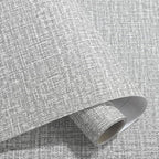 Yancorp 10ft Textured Fabric Gray Wallpaper Faux Grasscloth Grey Peel and Stick - Image 2