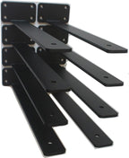 10 Pack - 12 inch Black Hidden L Shelf Bracket Iron Floating Shelf Brackets by MHMYDZ