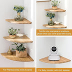 Corner Shelf, Solid Oak Wood Floating Corner Shelves Wall Mount Round End - Image 3