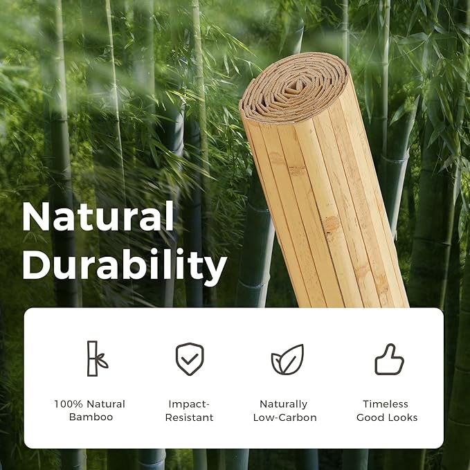 OUZUGIE 2 Pack 96x48 Inch Natural Bamboo Wall Panel – Natural Pole Wrap Paneling - Image 7