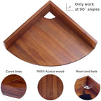 Demigo Corner Shelf Wall Mount Set of 3, Solid Acacia Wood Round Floating - Image 4
