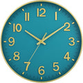 HZDHCLH Teal and Gold Wall Clocks Battery Operated 12 inch Silent Non Ticking by HZDHCLH