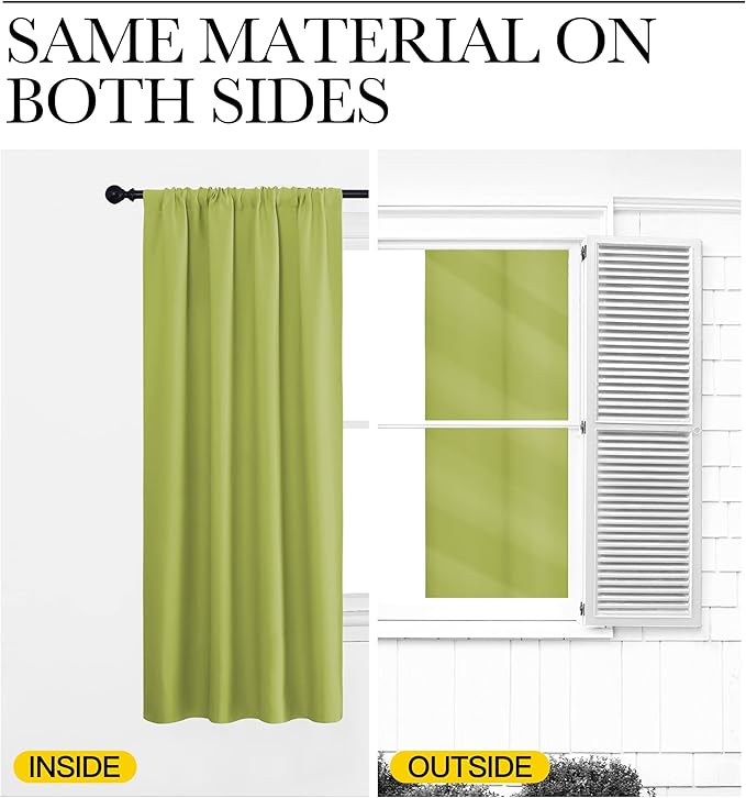 NICETOWN Kitchen Curtains, Short Blackout Curtains & Drapes, Fresh Green - Image 5