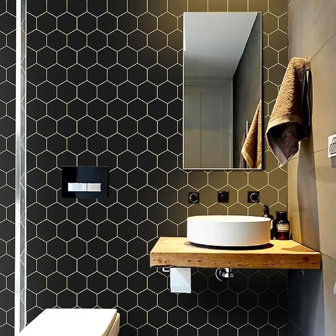 Black and Gold Wallpaper Geometric Peel and Stick Wallpaper - Image 4