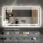 Backlit Bathroom Mirror, 55x30 Inch Gradient Front and Backlit Mirror, 3 Colors - Image 2