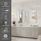 LED Bathroom Mirror with Lights, 20x28 Inch Brushed Silver Framed Lighted - Image 2