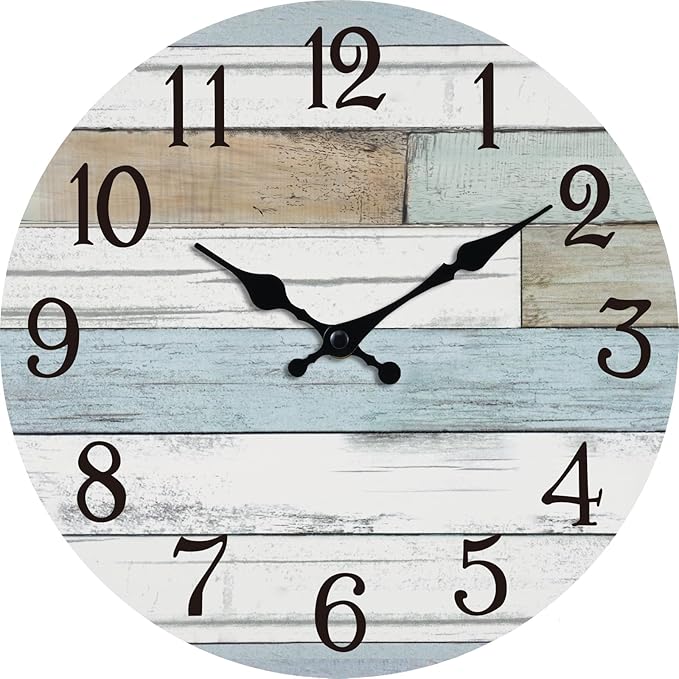 KECYET Wall Clock Battery Operated 12 Inch Silent Non Ticking Coastal Design by KECYETWALLCLOCK