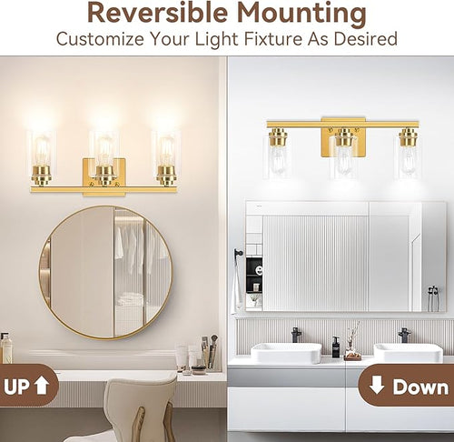 3-Light Bathroom Light Fixtures, Classic Wall Light Fixture - Image 2
