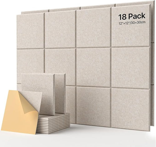 18 Pack Soundproof Wall Panels Self-Adhesive, Square Sound Proof Foam Panels by Soundsbay