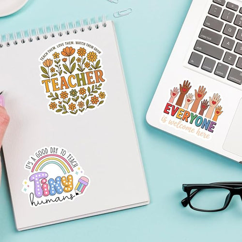 (10Pcs) Teacher Stickers, Funny Motivational Teacher Vinyl Sticker Pack Size 3'' Waterproof Decal for Water Bottle, Stanley Cup, Laptop, Skateboard, Car