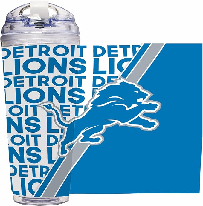 NFL Football 24oz Acrylic Tumbler with Hinged Lid, Officially Licensed Double Wall Tumbler for NFL Fans