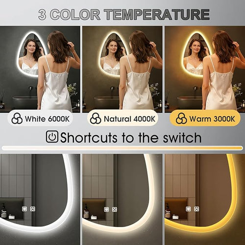 16x24 LED Bathroom Mirror with Lights Irregular, Lighted Bathroom Vanity Mirror - Image 2