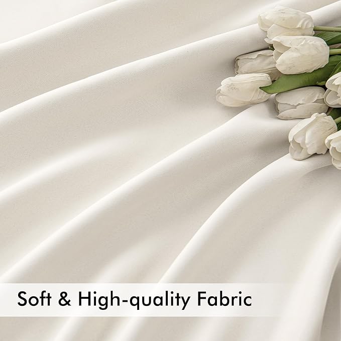 MIULEE Ivory Back Tab Blackout Curtains 120 Inch Long 2 Panels Set - Image 6