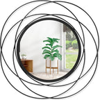 Wall Mirror Mounted Black Small Round Decorative Mirrors, Circle Metal Art by HLFMVWE