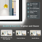 72x36 Black Framed LED Bathroom Mirror - Image 4