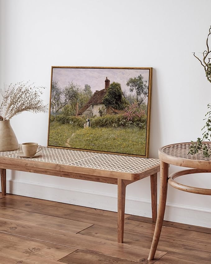 InSimSea Framed Canvas Wall Art Vintage Decor, Old Cottages Countryside Large - Image 3