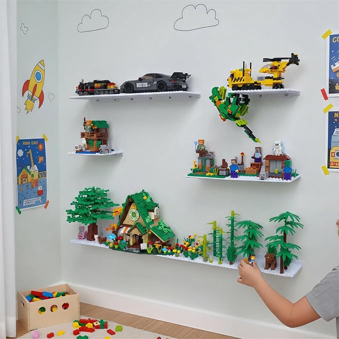 LRANFOW 12 Wall Display Shelf for Lego Building Bricks, 4x5 inch Dual-Sided - Image 6