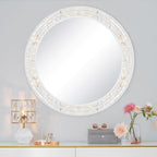 Large Round Mirror 36 Inch, Natural Mother of Pearl Inlay Mosaic Frame Circle - Image 5