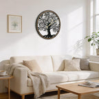 Micasso Farmhouse Large Wall Clock: 24 Inch Rustic Tree of Life Metal - Image 8