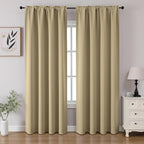CUCRAF Beige Blackout Curtains 84 inch Length 2 Panels Set, Rod Pocket Room by CUCRAF