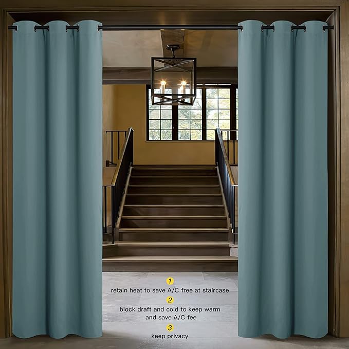 NICETOWN Greyish Green Doorway Curtain Privacy, Door Cover Curtain, Sound - Image 2