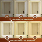 32x40 Inch Gold Framed LED Bathroom Mirror - Image 3