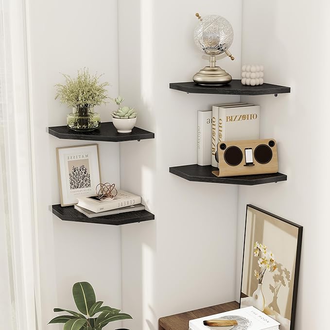 Corner Shelves 4-Pack for Bathroom & Kitchen, Space-Saving Floating Corner Wall - Image 6