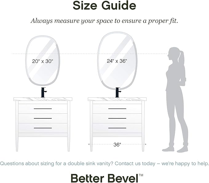 Better Bevel 24" x 36" Frameless Oblong Oval Mirror | 1" Beveled Edge | - Image 6