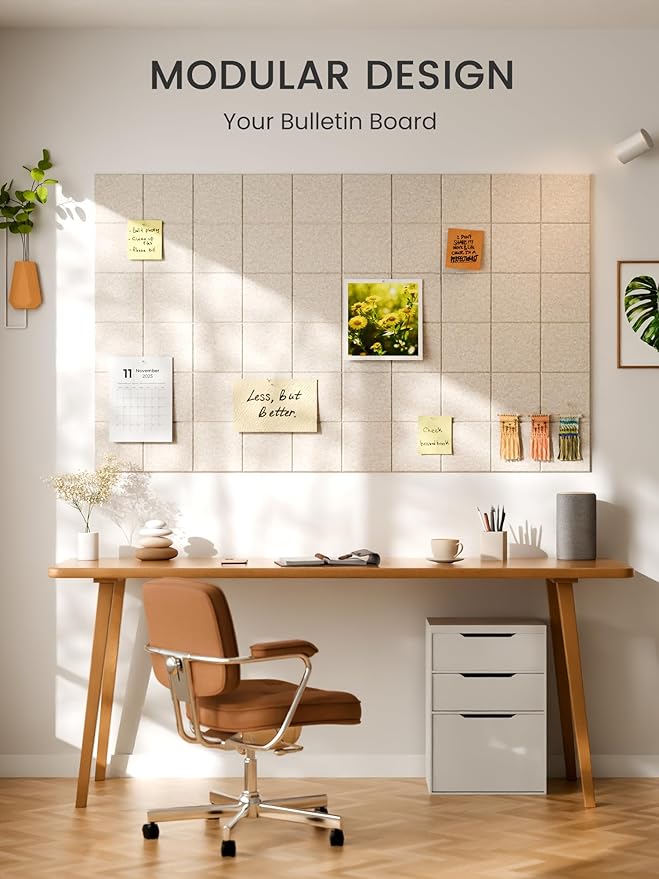 Bumusty Large Felt Bulletin Board, 30 Push Pins, 40 Adhesive Tabs - Image 6