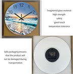 Blue Beach Wall Clock for Bedroom Glass Wall Clocks Battery Operated 12 Inch - Image 6